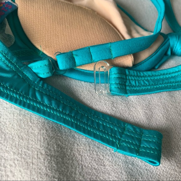 Vintage Sunsets Teal Underwire Bikini Bra Top - Picture 4 of 14